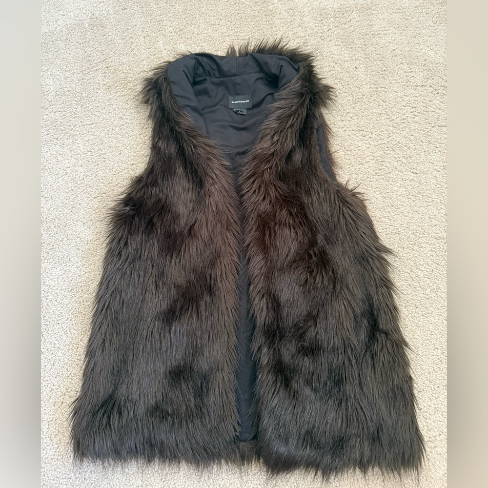 Club Monaco Dark Brown Faux Fur Vest